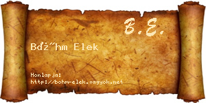 Bőhm Elek névjegykártya