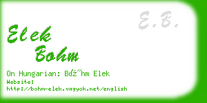 elek bohm business card